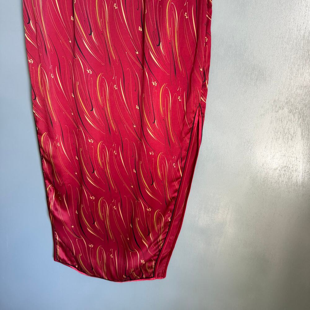 Vintage Chinese Qipao Women's XS/32 Red Black 100% Dress Mandarin Collar Retro - Picture 11 of 12